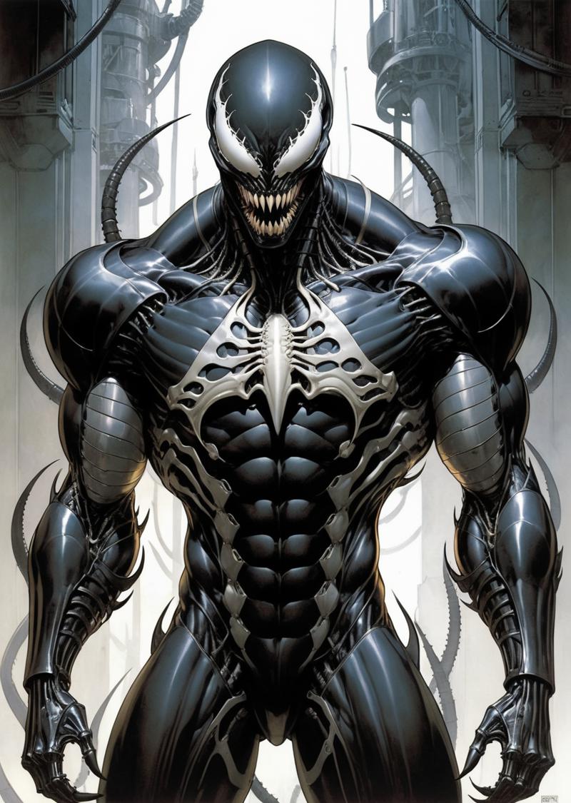 01497-48967883-robot venom, iron venom, venom with an armor,  _(Dashing) (perspective from above)_ smooth, slick design, glowing eyes in the da.png